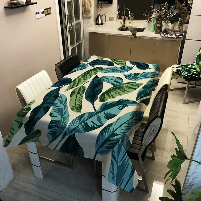 

Washable waterproof printed leaf pattern household tablecloth