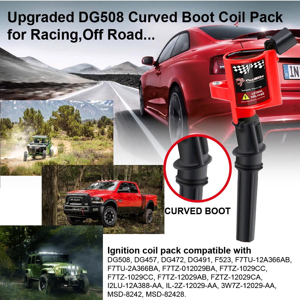 Фото Набор из 8 изогнутых катушек зажигания Boot5 msd для Ford для Lincoln для Mercury 4.6L 5.4L V8 совместим с DG508 C1454 C1417 FD503 №5