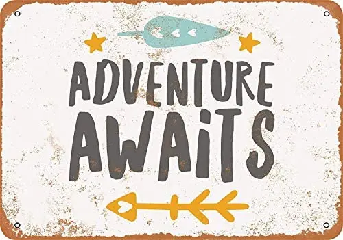 

Metal Sign - Vintage Look Adventure Awaits - 8 x 12 Inches Tin Sign