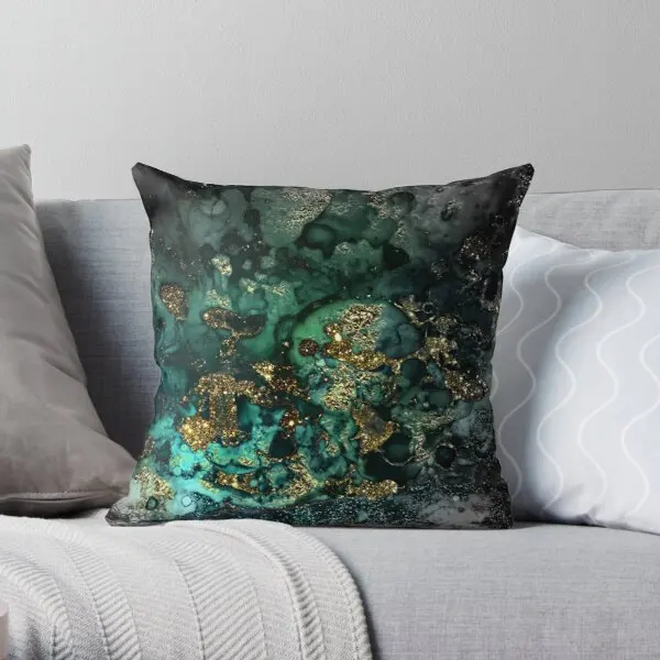 

Gold Indigo Malachite Marble Soft Decorative Throw Pillow Cover for Home 45cmX45cm Pillows NOT Included
