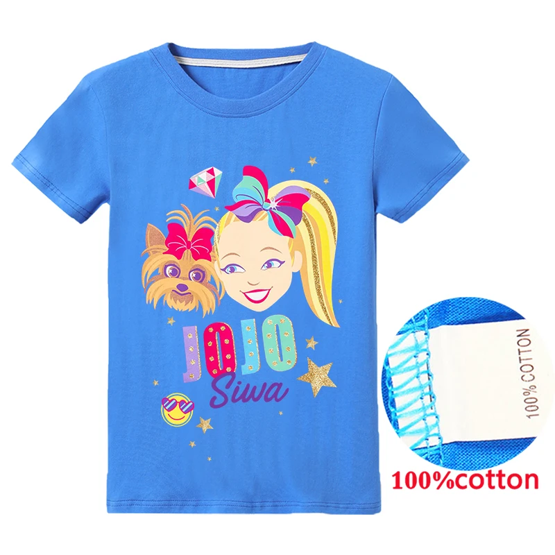 JOJO SIWA/Летняя одежда модная футболка хлопковые топы для девочек детские рубашки с