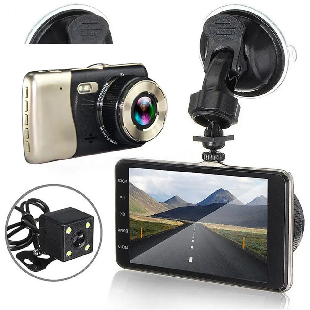 Автомобильный передний и задний двойной объектив HD 1080P DVR видеорегистратор