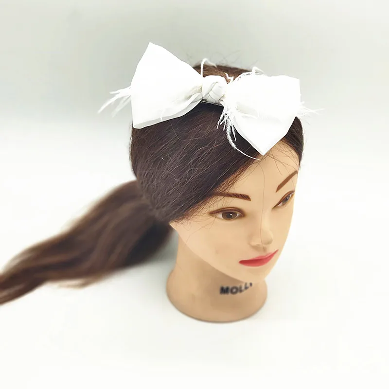 Заколка для волос однотонная с перьями модный зажим бантом женщин и девочек