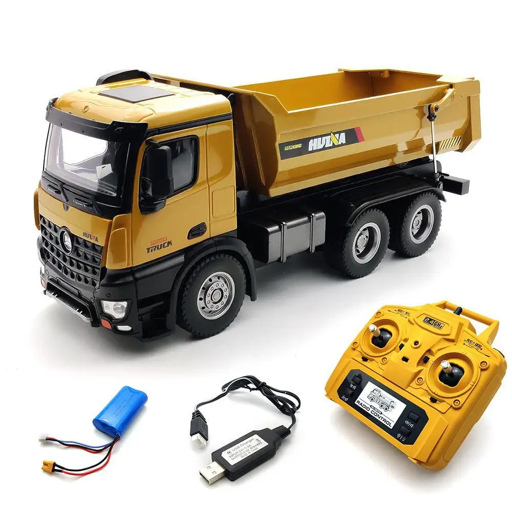 

Genuine Huina 1582 Large Scale RC Car 1:14 Ten-channel Remote Control Alloy Dump Truck Mine Transportation Dump Truck Toys X0115