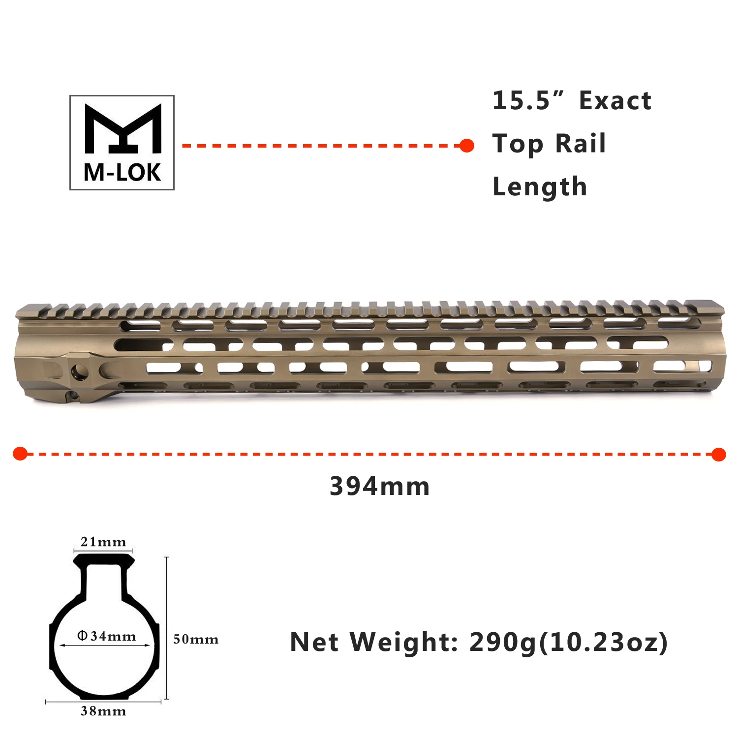 HG68P15.5M-FDE 15," ar15 handguard free float mlok handguard M4 система крепления черный/синий/FDE/красный handguard airsoft mlok grip - Цвет: HG68P15.5M-FDE