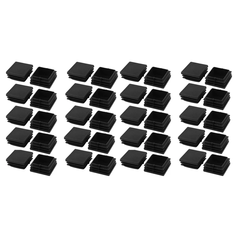 

40 Pieces Plastic Square Tube Coupling Cap Plug Cap 40 Mm X 40 Mm Black