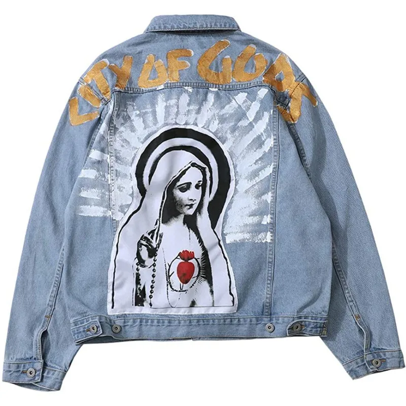Куртка Kanye Мужская джинсовая куртка с пуговицами богов высокого качества в стиле