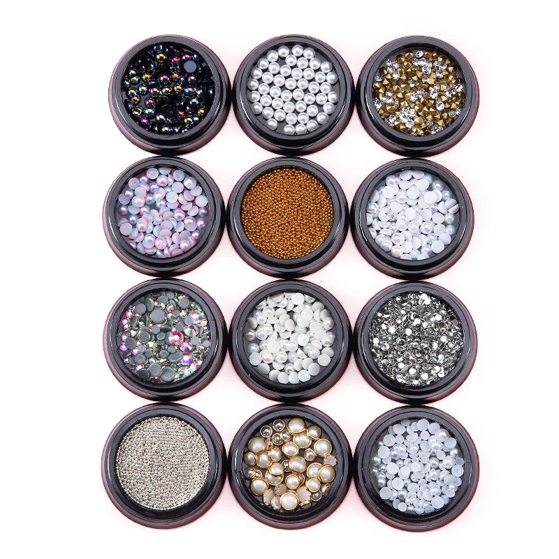 

Mixed Color Nail Rhinestones Metal Rivet Beads Studs 3D Nail Art Decoration Accessories Nail Stones Decors DIY Tips