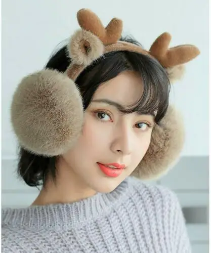 Роскошные женские зимние теплые наушники толстые плюшевые пушистые Новинка |