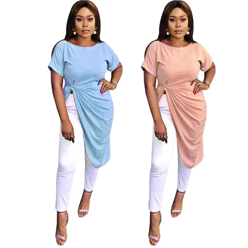 

Summer dress casual solid color fashion women's irregular long gown dress