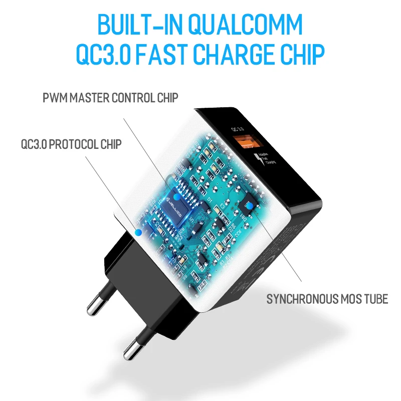 Quick Charge 3 0 мобильный телефон зарядное устройство 18 Вт Быстрое Зарядное USB для iPhone
