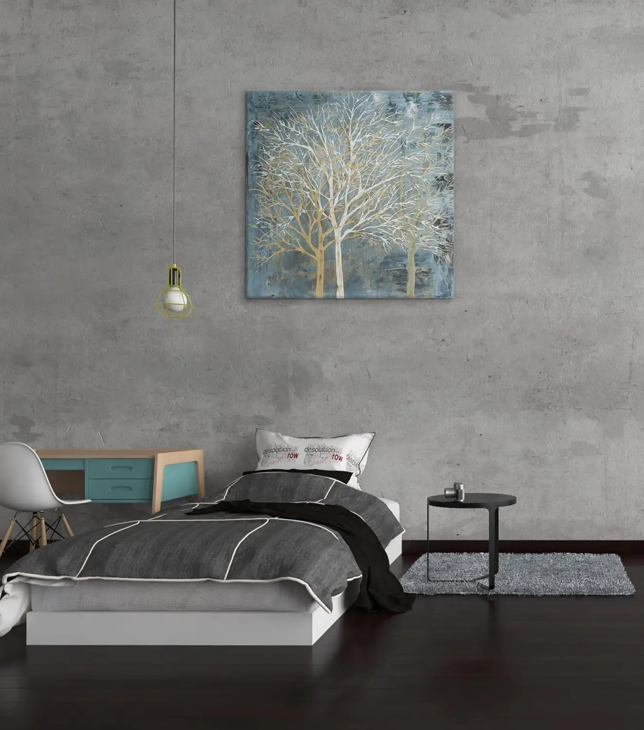 Синий белый абстрактное дерево стены Искусство Декор холст живопись кухня