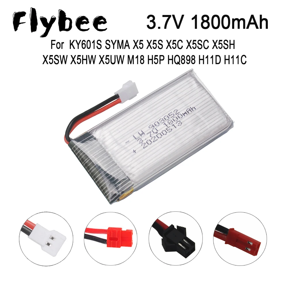 Аккумулятор для дрона 3 7 в 1800 мА/ч аккумулятор KY601S SYMA X5 X5S X5C X5SC X5SH X5SW X5HW X5UW M18 H5P HQ898