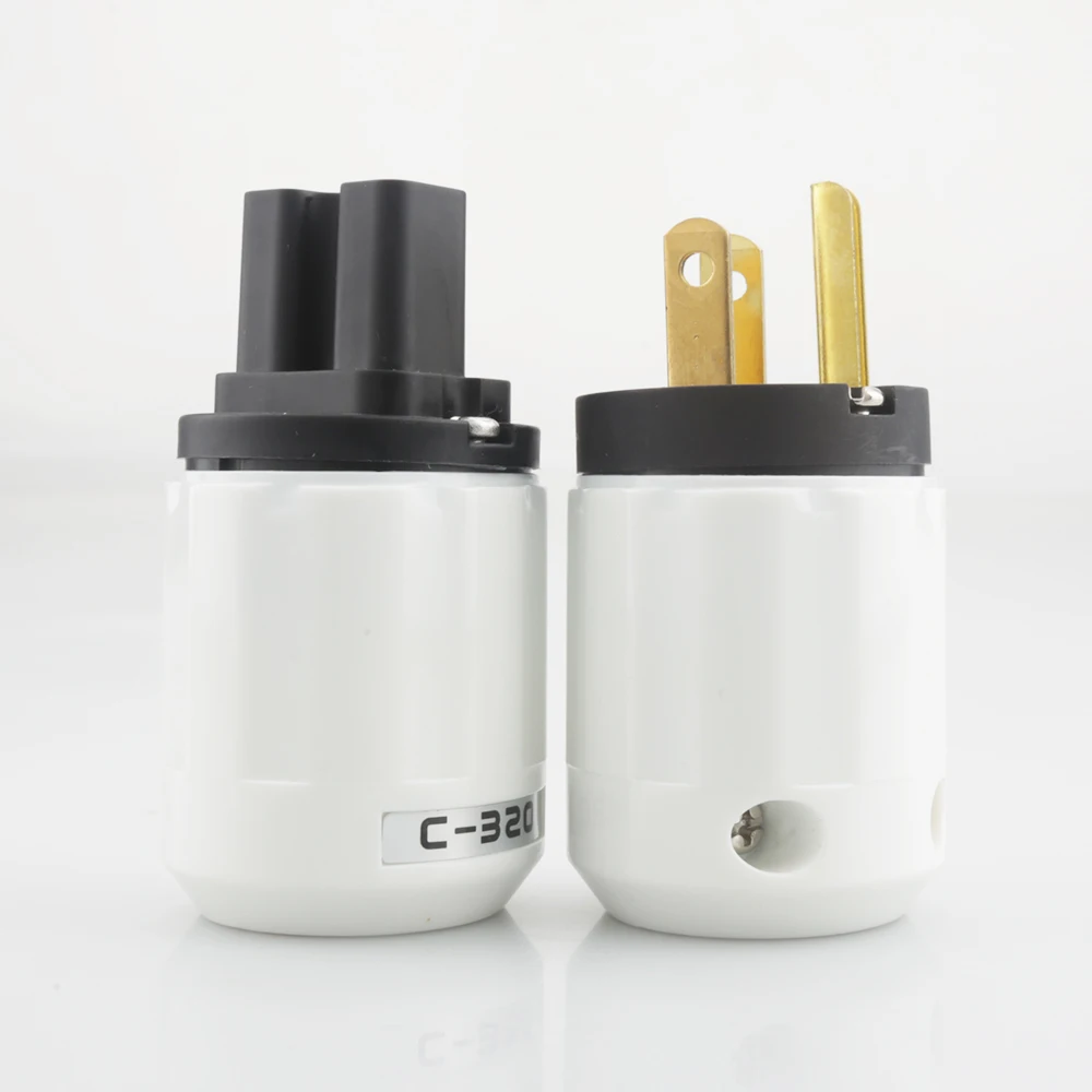 Позолоченный штекер питания переменного тока для США пара 24 К + вилка IEC Famale DIY