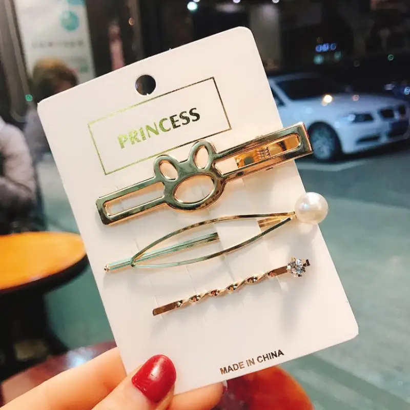 3 шт./компл. жемчужная золотая металлическая заколка для волос женщин аксессуары