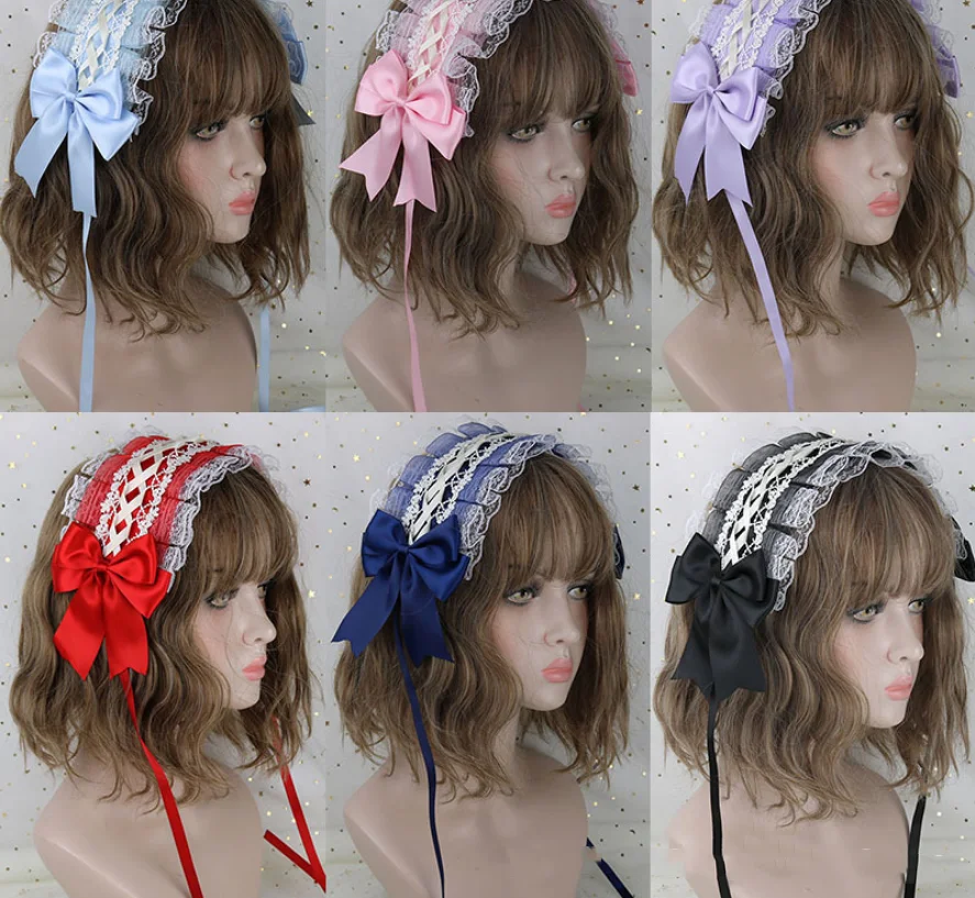 

Lolita headband Japanese soft sister lace hairpin lolita sweet daily hair band cute bowknot kc headdress cosplay Lolita loli