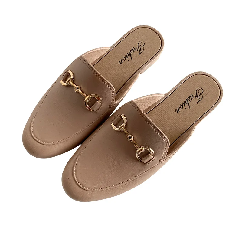 

2021 Baotou Slippers Women's Summer Net Red Flat-Bottom Casual Half-Pack Women's Outer Wear