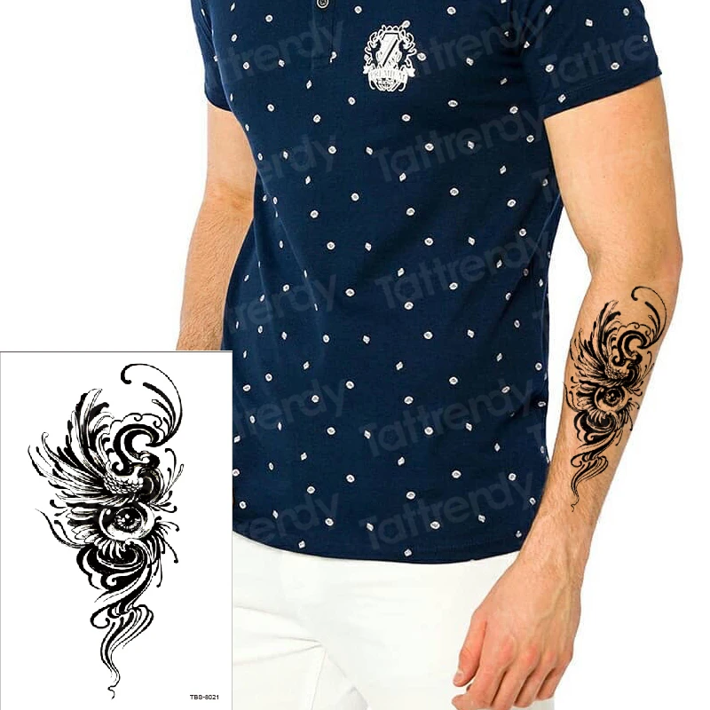 Waterproof Temporary Tattoo Men Fire Tatoo Devil Eye Flame Totem arm sleeve leg tattoo sticker Water Transfer Fake Tatto For Man | Красота и