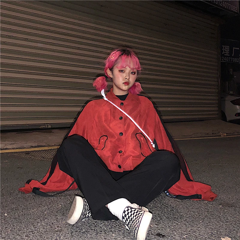 Harajuku Ulzzang стильная куртка для женщин сзади Шнуровка крест-накрест пальто на