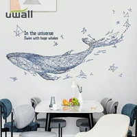 creative sea whale wall stickers living room bedroom decoration background wall decorations home decor self adhesive stickers