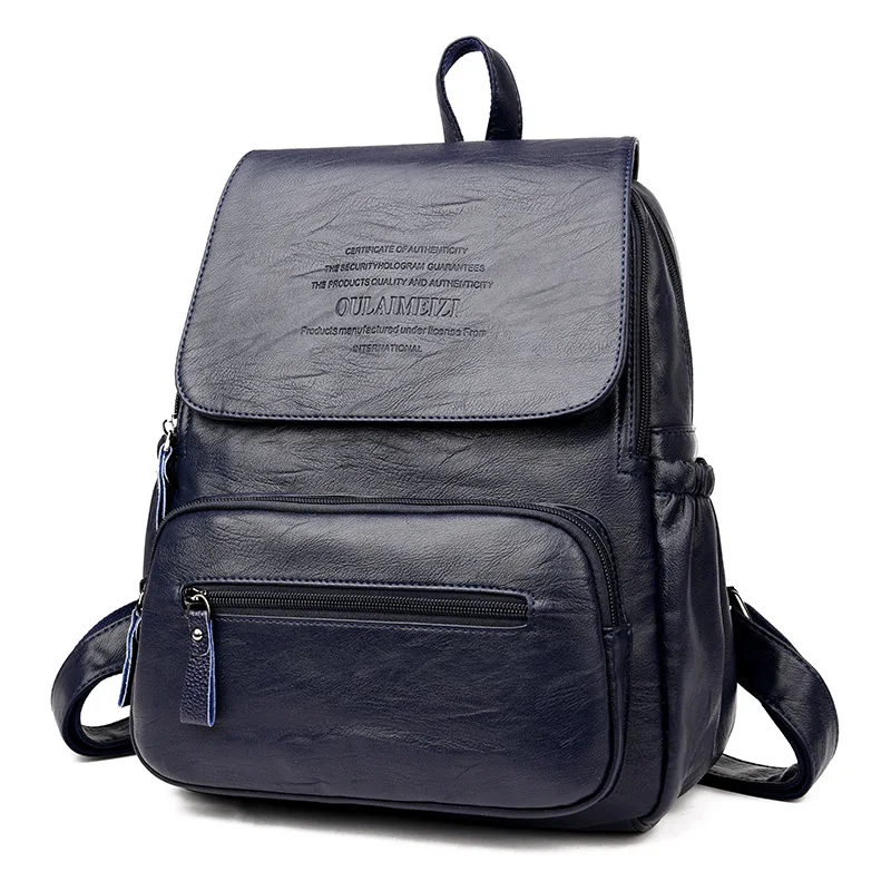 

2020 new solid color women's backpack fashion leisure multifunctional student large capacity travel soft leather schoolbag