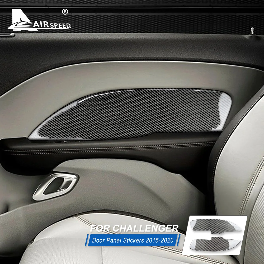 

AIRSPEED Carbon Fiber Car Front Door Panel Sticker Interior Trim for Dodge Challenger 2015 2016 2017 2018 2019 2020 Accessories
