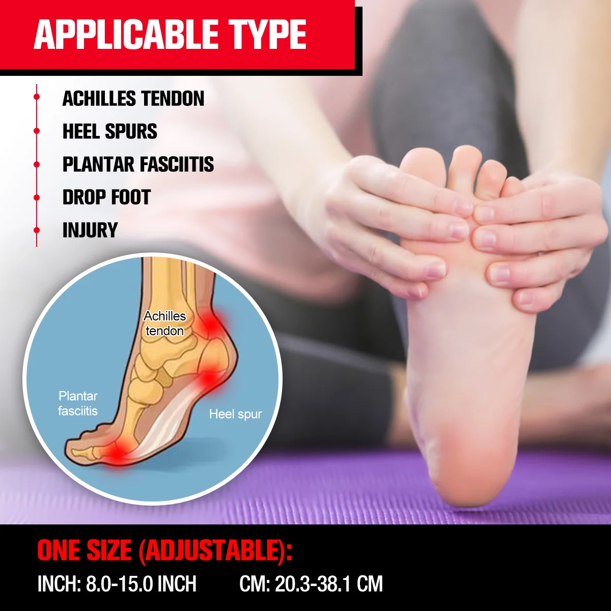 Plantar Fasciitis Ночная Капа Ортез для ног стабилизатор регулируемый для взрослых падение стопы корректирующая поддержка лодыжки облегчение боли