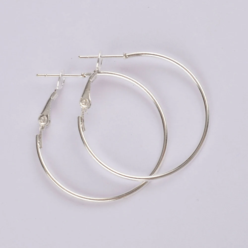 500pcs silver plated 30mm hoop earring findings round circle ring earrings jewelry findings accessories