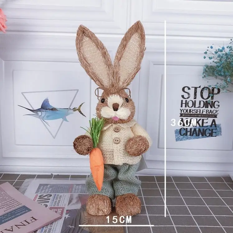 

Cute Straw Rabbit Decoration Small Jewelry Home Desktop TV Cabinet Decoration Girl Heart Rabbit Doll Handicraft Souvenir