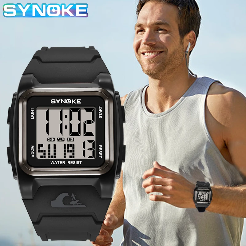 

Часы Relojes Hombre мужские спортивные, Роскошные водонепроницаемые светодиодсветодиодный цифровые с квадратным большим циферблатом, с хроногра...