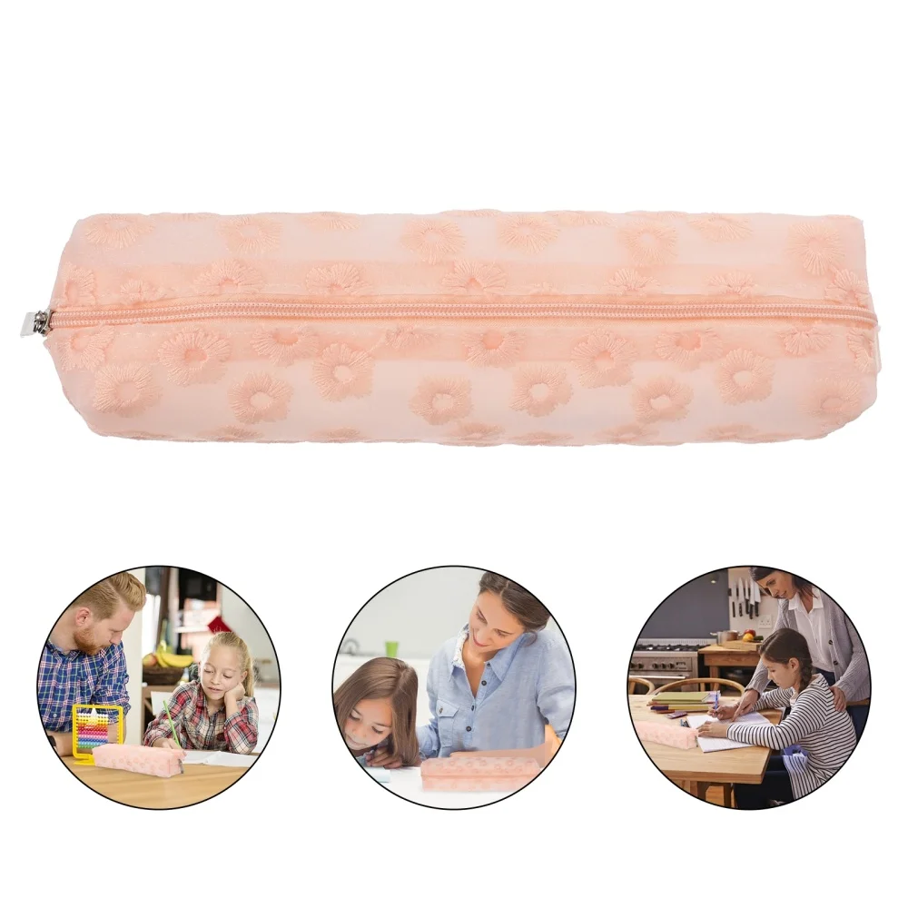 

1pc Multi-functional Pencil Case Embroidered Pattern Large Capacity Pen Bag