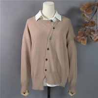 new women cardigan sweater irregular streetwear oblique single breasted o neck sweater autumn winter 2020 korean sweater coat