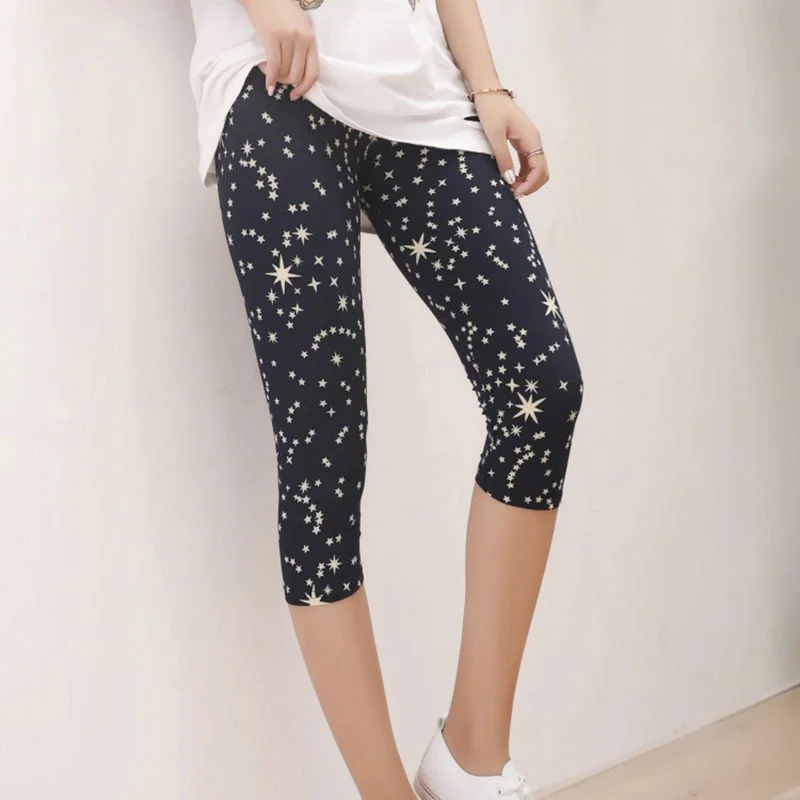 

Workout Leggings Mujer Print Capris Women Push Up High Waist Pants Sportswear Short Trousers Black Fitness Legging