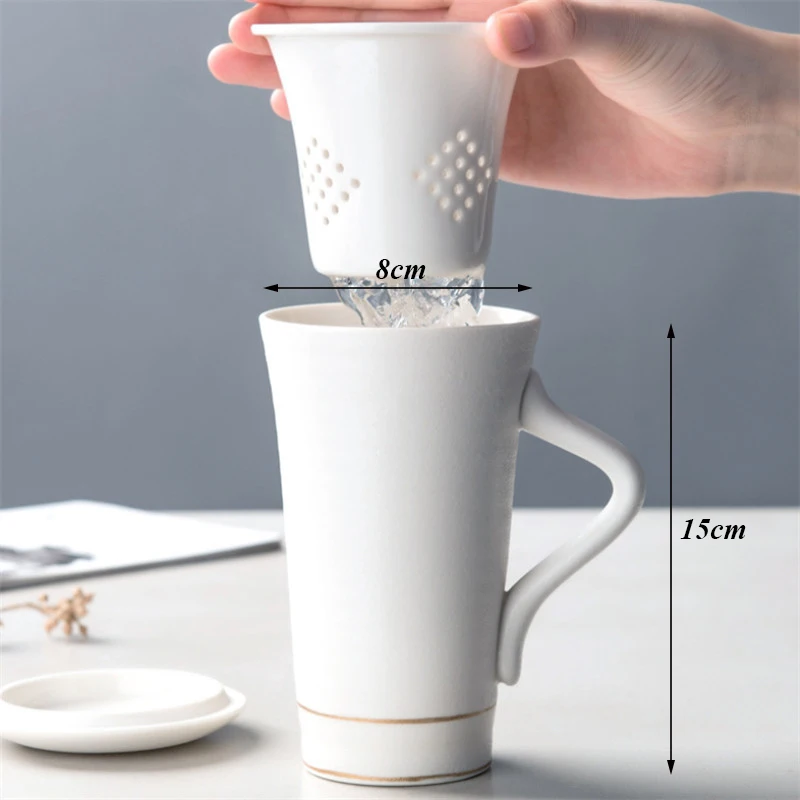 Простая керамическая чайная чашка в японском стиле с фильтром крышки креативная