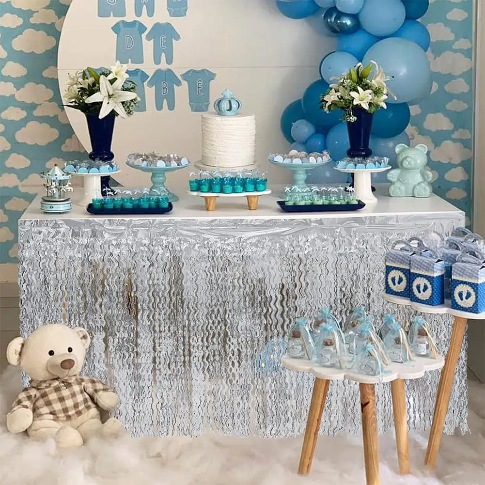 TPFOCUS Multicolor Glitter Spiral Tassel Curtains Bridal Shower Table Skirt for Wedding Birthday Baby Shower Party Decoration