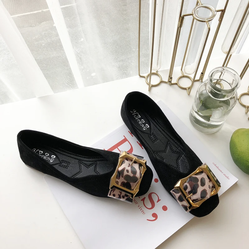 

2020 Women Shoes Fashion Leopard Print New Spring Flat Shoe Elegant Casual Female Square Head Joker Comfort Office Shoes W38-53