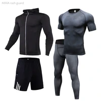 jogging suits for men tracksuit 4 piece sports suit compression clothing men sports gym suit rash gard mma bodybuilding tights
