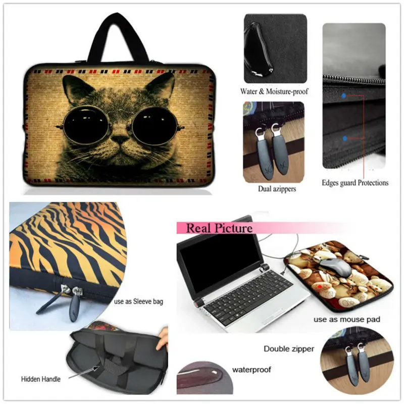 funny cat laptop bag case for macbook air pro 11 12 13 14 15 xiaomi lenovo asus dell hp notebook sleeve 13 3 15 protective case free global shipping