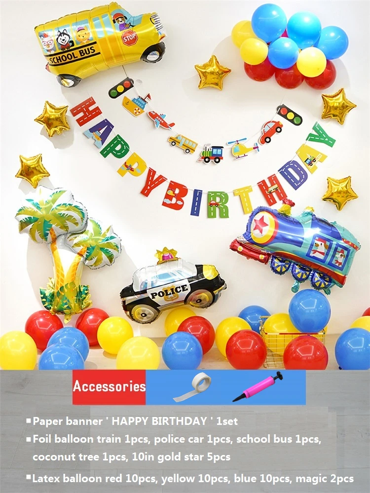 1 комплект украшение для дня рождения баннер с днем мальчиков школьный автобус