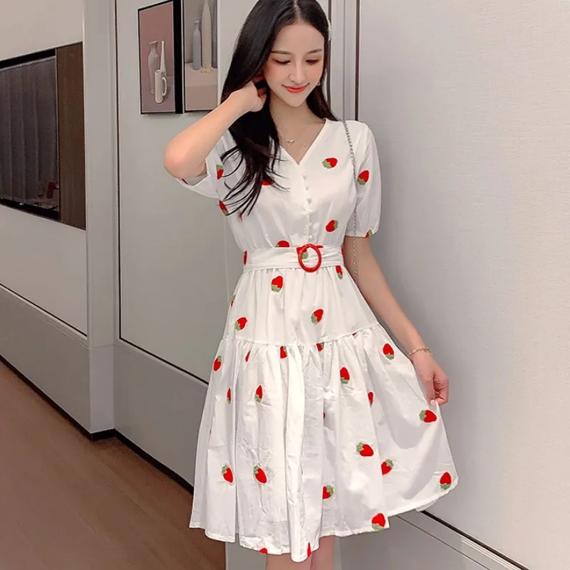 Женское Хлопковое платье с коротким рукавом элегантное приталенное праздничное