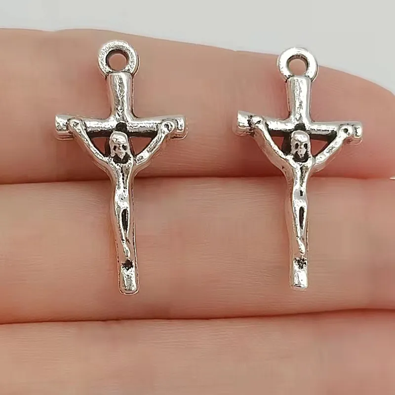 

10pcs 27x14mm Jesus Cross Redemption Cross Charms Pendant DIY Jewelry Findings Antique Silver Color Tone