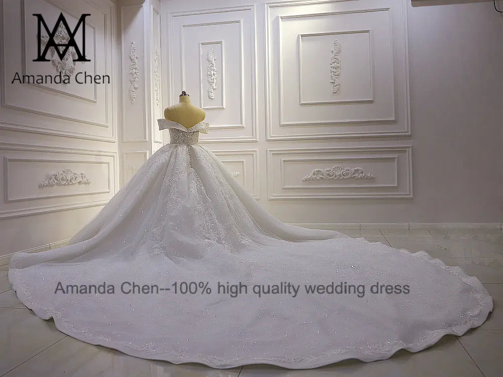 2020 свадебное платье с открытыми плечами кружевной аппликацией и