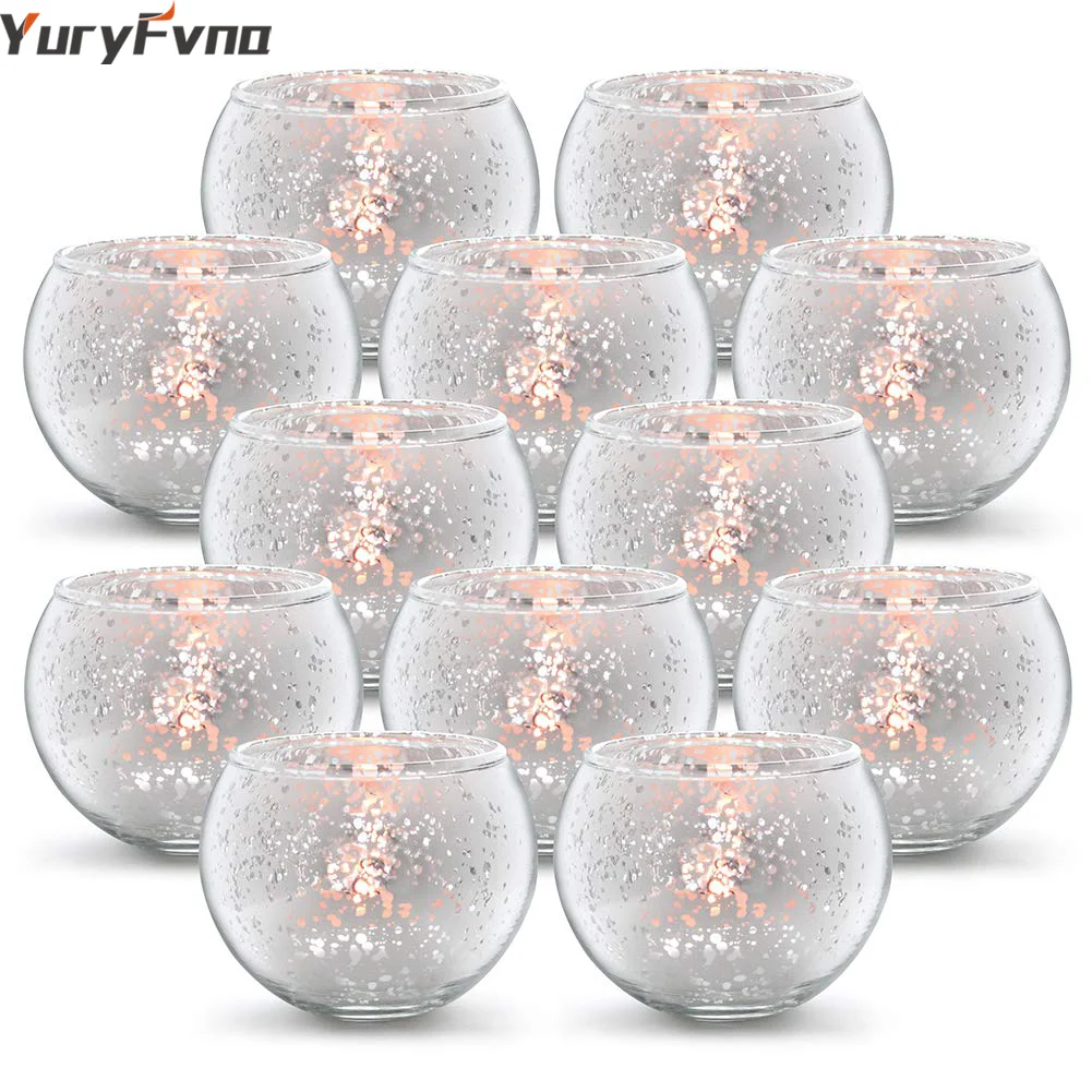 YuryFvna 6/12 шт. Ртутные стеклянные подсвечники Votive Подсвечники Tealight Свадебные центральные украшения для вечеринок украшение дома подарок