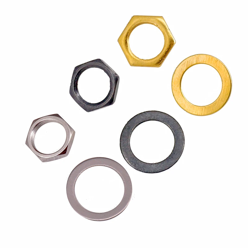 

3sets 3/8" Electric Bass Guitar Input Output Jack Hexagon Nuts Washe Gasket Socket Silver Gold Black Guitar Accessories