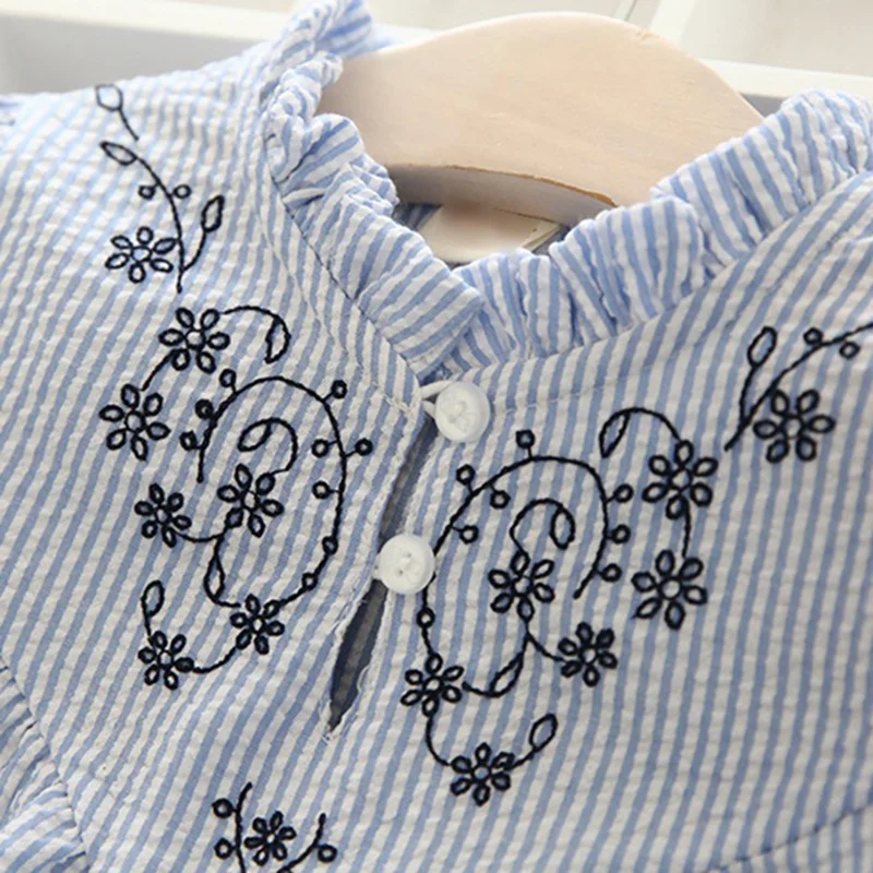 Детская блузка с цветочной вышивкой длинным рукавом для девочек ясельного