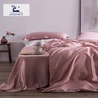 liv esthete top grade 100 silk pink bedding set mulberry 25 momme women bed sheet quilt cover set pillowcase queen king bed set