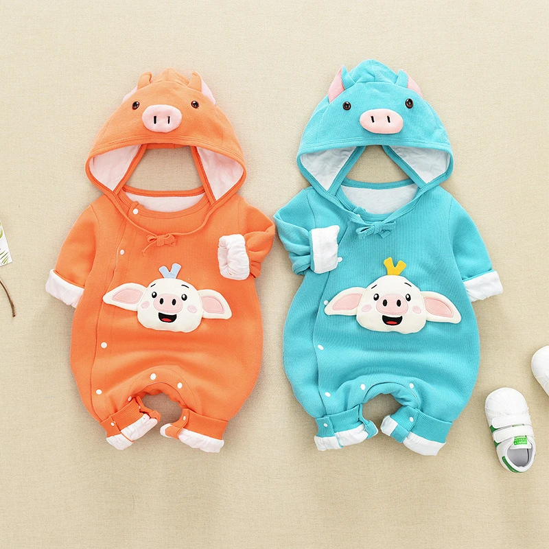 Комплект с длинными рукавами и рисунком поросенка Одежда для новорожденных