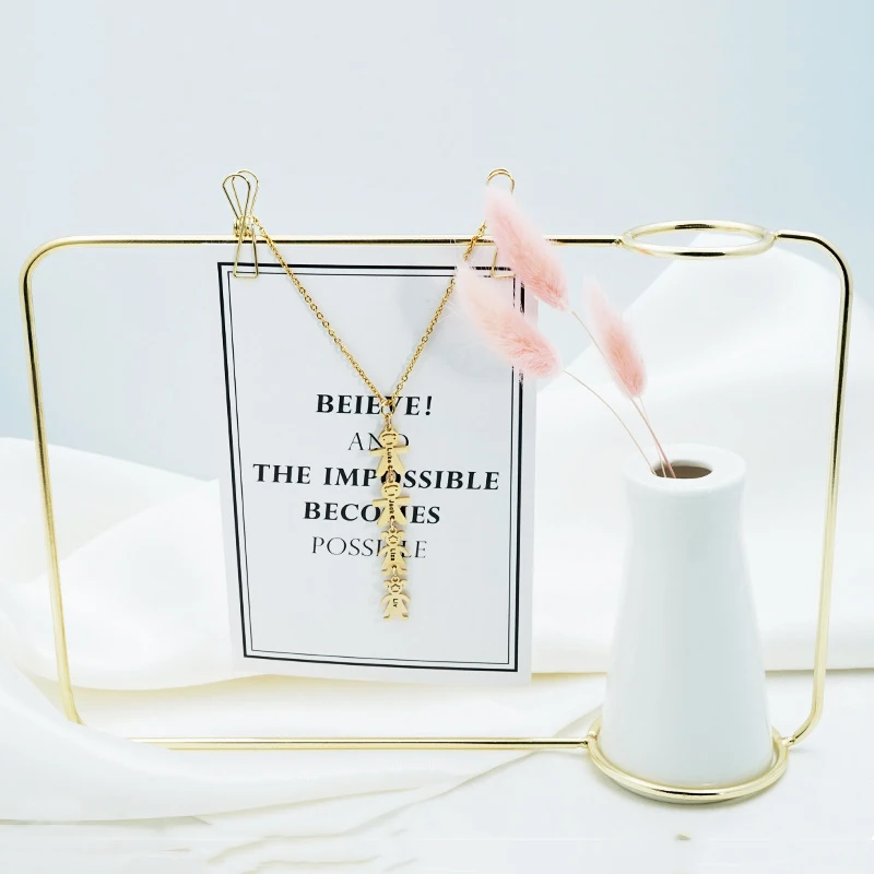 Ожерелье под заказ с именем семьи золотого цвета ожерелье из нержавеющей стали