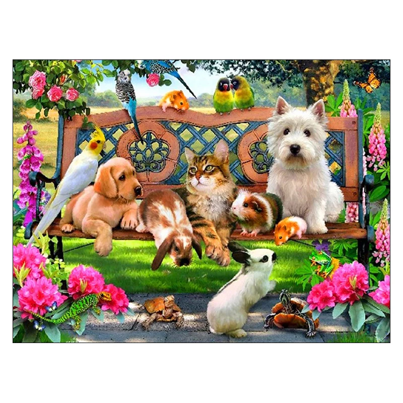 5d алмазная живопись полноразмерная вышивка крестиком с животными сделай сам мозаичный парк Стразы скамейка