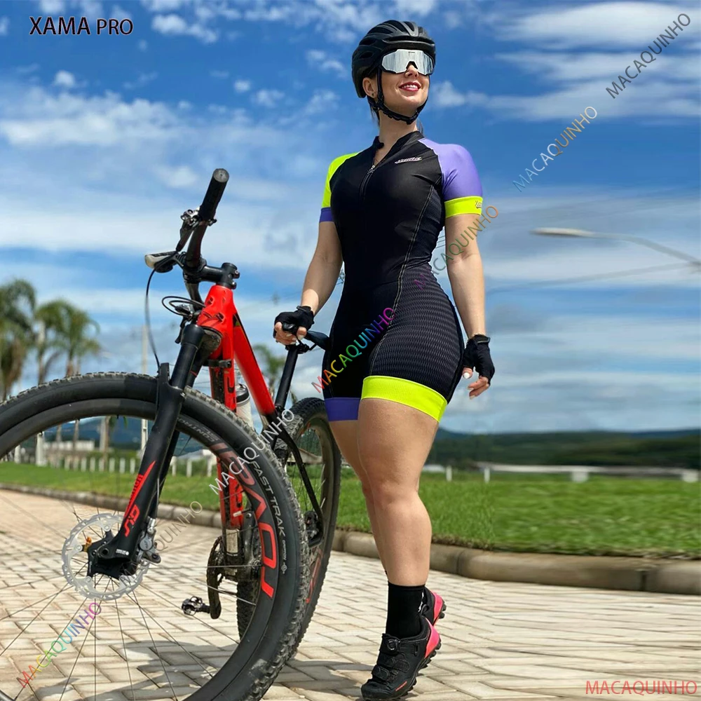 Women's Cycling Monkey On Promotion Bike Jumpsuit Xama Pro Summer Short Full Outfit Gel Cyclist Triathlon Macaquinho |